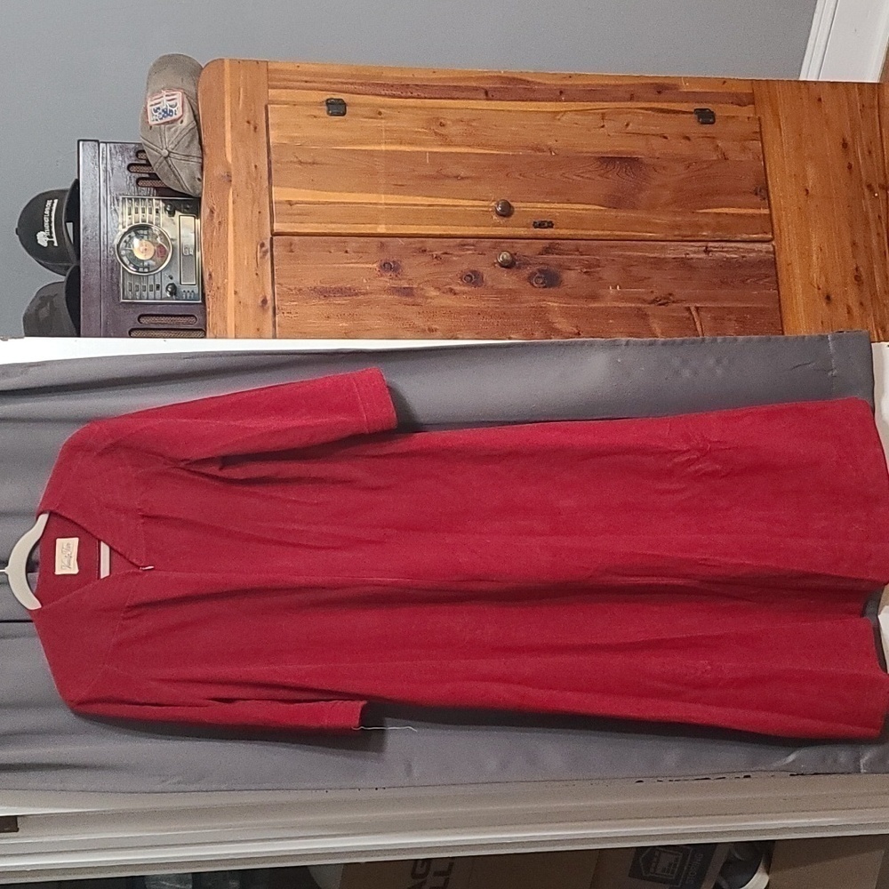 VTG Vanity Fair Womens Robe‎ Dark Red Zip Front Pocket USA Size M EUC
